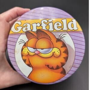 Vintage 1978 Garfield Tin Container Comic Art Jim Davis Collectible Fat Cat Box